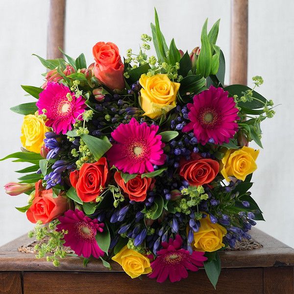 Vibrant spring garden mixed flower bouquet